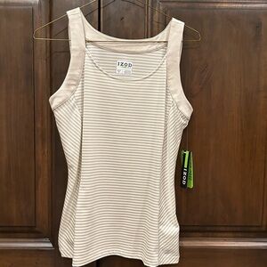 Izod Women's Beige Striped Tank Top